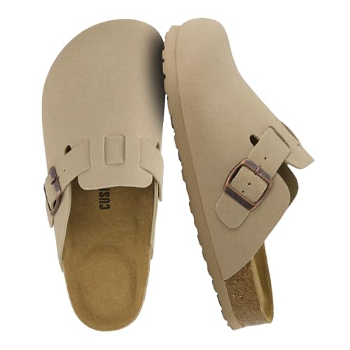 Image of CUSHIONAIRE Hana Womens Clogs | Comfortable Vegan Suede Clogs for Women | Slip On Potato Shoes with Cork Footbed & Arch Support | Memory Foam, Wide Widths Available