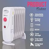 Belaco 800W Mini Oil Filled Radiator, 7 Fin Portable Electric Heater with Adjustable Thermostat, Quiet Energy Efficient Room Heater - Image 7