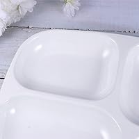 Vista 5 de tooloflife Bandeja de cena dividida Plato reutilizable Cuatro platos redondos divididos Caja de almuerzo de plástico para vajilla conveniente Blanco