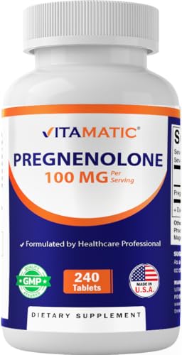 Vitamatic Pregnenolone 100 mg per Serving &ndash; 240 Tablets &ndash; Non-GMO, Gluten Free, Formulated by...