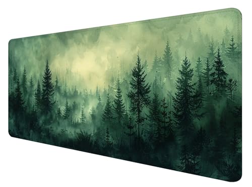 Tapis de Souris Vert, Tapis de Souris 1000x500mm, Grand Tapis de Souris Gamer avec Surface en Caoutchouc Antidérapant, Tapis de Souris XXL Gaming Arbre Améliore la Précision et la Vitesse, L-7