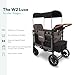 WONDERFOLD W2 Luxe Double Stroller Wagon (2 Seater) - Collapsible Wagon Stroller with Seats with Magnetic Buckle 5-Point Harnesses and Adjustable Sun Canopy, Charcoal Gray