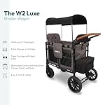 WONDERFOLD W2 Luxe Stroller Wagon (2 Seater) - Collapsible Wagon Stroller with Seats with Magnetic Buckle 5-Point Harnesses and Adjustable Sun Canopy, Charcoal Gray - Image 3