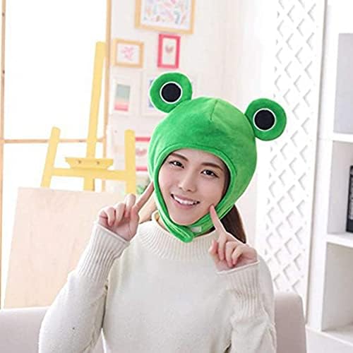 OUNONA Plush Frog Head Frog Hat with Moving Ears Soft Polyester Winter Warm Headgear Novelty Cosplay Costume Party Photo Props 12.6X15 Inch - Image 3