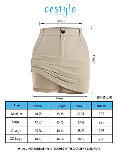 Cestyle Womens Skorts Skirts, Ladies Workout Leisure Elastic Cord With 4 Pockets Outdoor Hiking Double Lining Quick Dry Classic Fit Sun Protection Black Large #TOP6