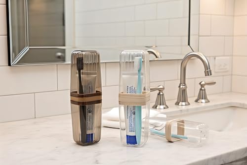 Image of Xmart India Square Transparent Toothbrush Cover Case | Portable Plastic Toothbrush Holder & Anti-Bacterial Tooth Brush Protector | Germ Protection Bathroom Accessory for Home & Travel (Multicolor)