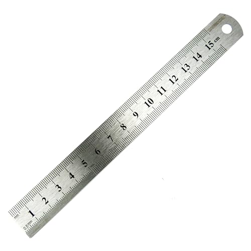 DAUMKINO Edelstahl Lineal – 15 cm – Metalllineal mit Millimeter- & Inch-Skalierung – Einzellängen oder Set – Schule, Büro & Werkstatt (Metall, 15 cm)