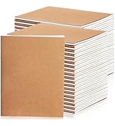 100 Pack Kraft Paper Notebooks Blank Page Kraft Writing Notepad Sewn Travel Journal , 48 Pages, 2...