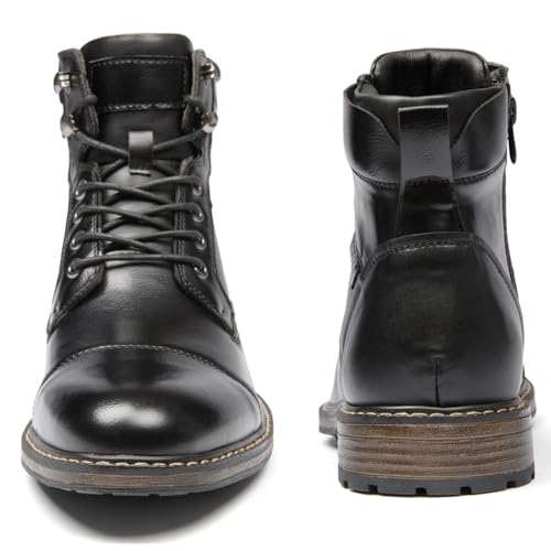 Men's Ankle Boots Motocycle Boots Lace-up Cap Toe Casual Chukka Boots with Side Zipper3