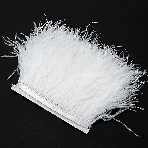 Colored Ostrich Feathers Trims Ribbon Natural White Feathers Crafts DIY Sewing Clothing Plume Wedding Party Decor - 10Yards - Zamihalaa