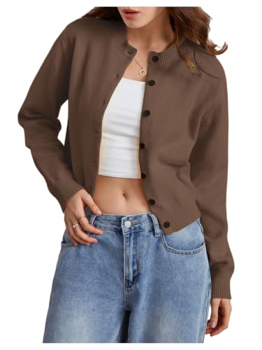 Image of SOLY HUX Women's Button Down Cropped Lightweight Cardigan Sweater Cute Fall Fashion 2026