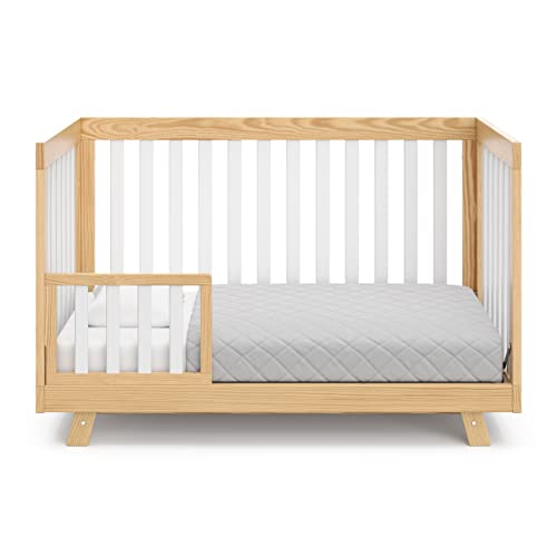 Image of Storkcraft & Graco Toddler Safety Guardrail with Slats (Natural with White) - GREENGUARD Gold Certified, Converts Compatible Storkcraft & Graco Crib to Toddler Bed, Each Guardrail Sold Individually