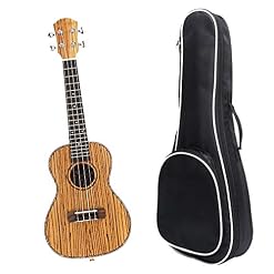 Ukulele en bois Bandes Zebra Wood 23 Pouces Traditionnel Ukulélé Concert Uke Hawaii Enfants Petite Guitare Avec Housse… - Les Beatles, Paul McCartney, John Lennon, RIngo Starr, George Harrison