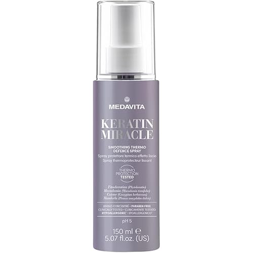 Medavita | Keratin Miracle Smoothing Thermo Defence Spray, 150ml, Termoprotettore con Cheratina, per Capelli Lisci, Lucidi e Protetti