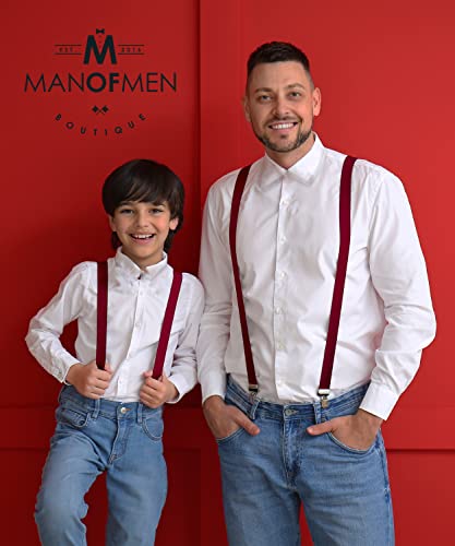 Man Of Men Burgundy Suspenders For Men - Adjustable Size Elastic 1 Inch Wide Y Shape Costume Suspenders Women Mens Suspenders Heavy Duty Clips #TOP7