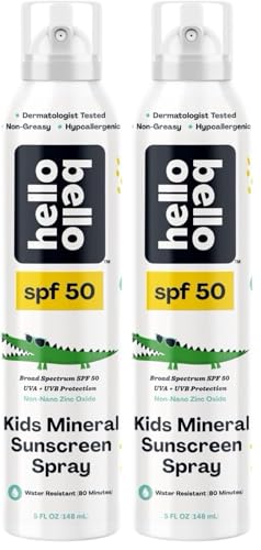 Hello Bello SPF 50 Mineral Sunscreen Spray - Hypoallergenic Broad Spectrum UVA + UVB Protection - Reef Friendly & Water Resistant - 5 oz (Pack of 2)