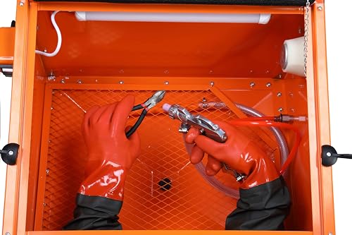 Motorhot 25 Gallon Bench Top Portable Sand Blaster Cabinet Kit 40-80PSI 5CFM Power Sand Blasters - Heavy Duty Steel Construction Air Sandblasting Cabinet w/Spray Gun Best Gift for Christmas - Thumbnail 5