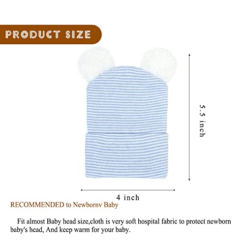 Upeilxd Newborn Baby Hat Infant Caps Baby Boy Girl Toddler Hospital Hats Bow Double Layer Knit Beanie Cap For 0-3 Months (3 Pcs Bear Ears Hat-F) #TOP2