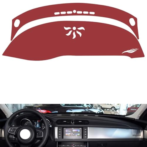 Leather Dash Board Cover mat Compatible with Jaguar XFL，Anti-Slip,Sun Protection Dashboard Cover-red