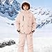 Boys Girls Ski Suit Kids Snowsuits 2 Piece Winter Waterproof Down Jacket Snow Pants Ski Bibs Overalls Snowboarding Clothes (Pink, 13-14 Years)