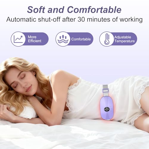 Image of Portable Cordless Heating Pad, 5s Fast Heating, 3 Heat Levels and 3 Massage Modes, Menstrual Heating Pads for Women and Girls (Purple)