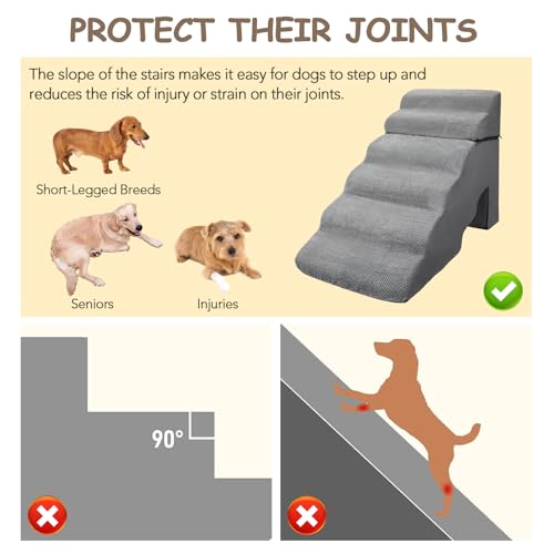 Tall Dog Stairs & Steps Ramps for High Beds 25-28 inches High Tall, LitaiL 6 Step Pet Stairs/Steps for High Beds 30 inch Small Dogs, Non-Slip Dog Ramps for Small Dogs, for Older Dogs/Cats