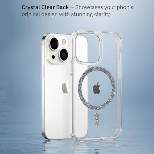 Image of AIBEX Back Cover Case Compatible with iPhone 13 | Glitter Ring Cute Shiny Colorful Bling Case (Compatible with Magsafe) | Transparent PC+TPU Glossy Shiny Cover for Girls & Women - Black