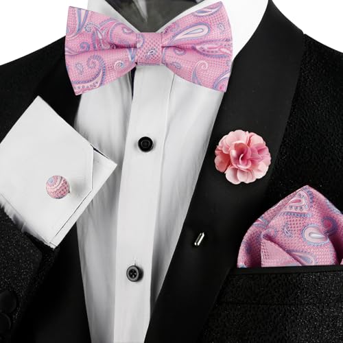 Image of Alizeal Mens 4pcs Vintage Paisley Bow Tie Set