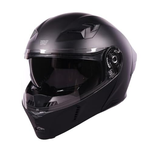 Image of Royal Enfield Stealth Modular Helmet with A Free Visor | ISI & DOT Certified | HIGH IMAPACT Grade ABS & Fiberglass | Internal Fabric- POLYGEINE | HIGH Density EPS Liner MATT Black (XL) 62CM