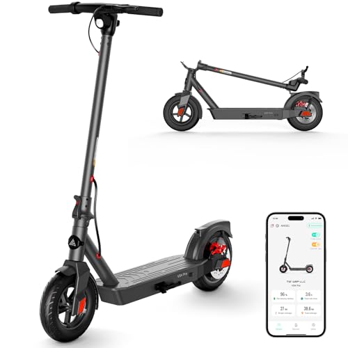 TST Electric Scooter for Adults, Top Speed 19 Mph Foldable E Scooter, Peak 500W Motor, Max 20 Miles Long Range,10'' Solid Tire, Aluminum Body Dual Braking APP Control (10