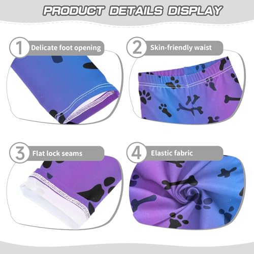 Blue Purple Cat Dog Bone Paw Print Girls Casual Leggings for Kids Printed Long Pant Bottoms Stretch and Soft3