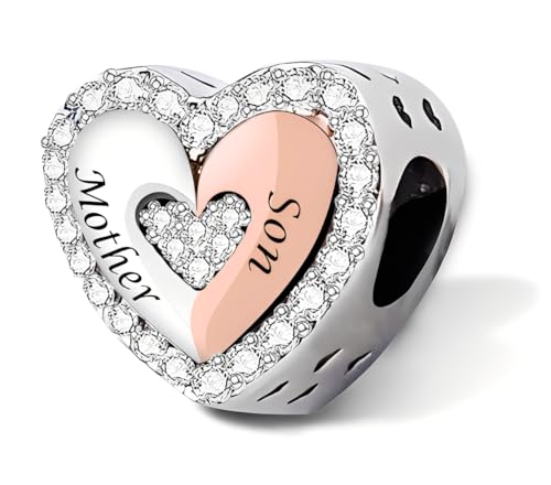 Abalorio de plata de ley 925 iLove Charms con diseño de corazón pulido para pulseras