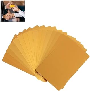 Fyearfly Gold Metall Visitenkarte, 50 Stück Blank Aluminium Namenskarte, Gravierte Leere Visitenkarten, Rohlinge 0.21 mm Dick Metall Visitenkarten für Büro und DIY Geschenkkarte