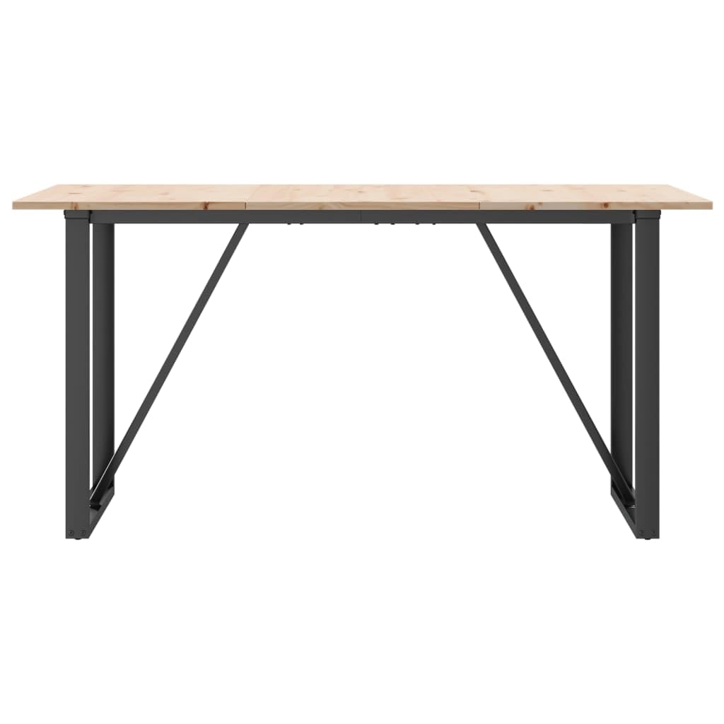 Table à manger avec cadre en O - 160 x 80 x 75 cm - Bois massif de pin et acier revêtu par pulvérisation - Structure robuste - Pour salon et salle à manger - Table familiale pour petit-déjeuner