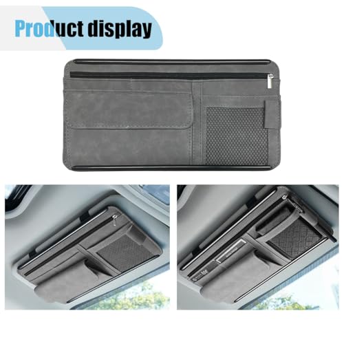 Suede Car Sun Visor Organizer with Multi-Pocket