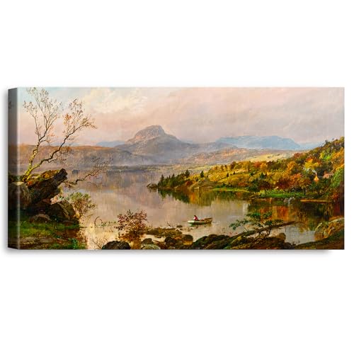 A&T ARTWORK Wickham Pond and Sugar Loaf Mountain, Orange County by Jasper Francis Cropsey The World Classic Art Reproductions, Giclee Canvas Prints Wall Art for Home Decor, 45X24 inches