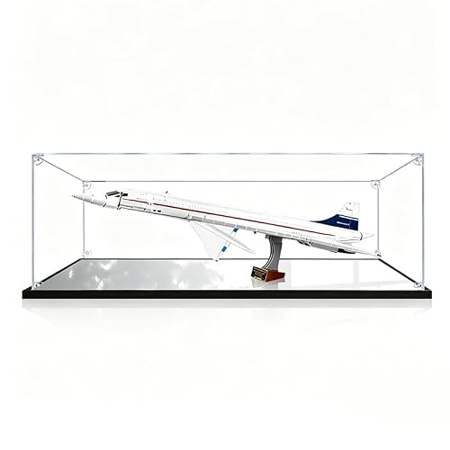Akrylowa witryna do LE*GO 10318 Concorde – przezroczysta, pyłoszczelna gablota do kolekcjonerskich modeli budynków (model nie jest dołączony) (lustrzane wykończenie – 2 mm)