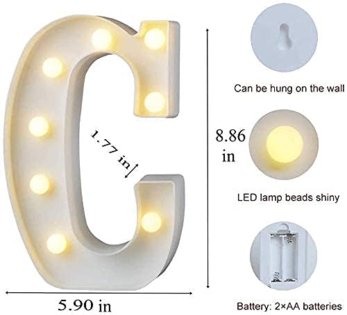 Image of Marquee C Alphabet LED Light Lamp | Warm White Night Light | Wall Hanging Decorative Letter for Home, Bedroom, Birthday, Wedding, Party Decor