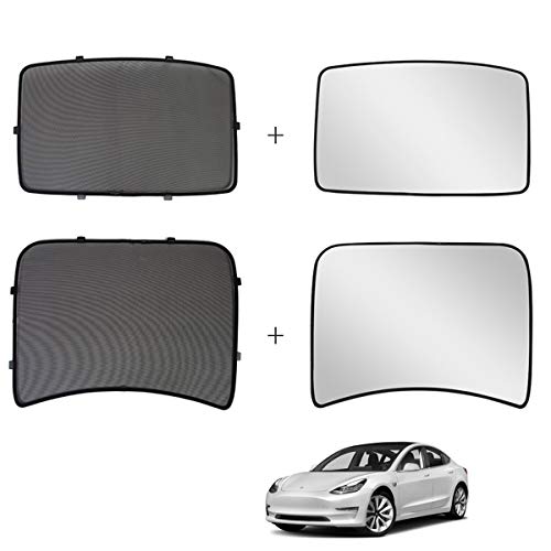 Jaronx For Tesla Model 3 Glass Roof Sunshadeoverhead Roof Sunshade Rear Window Sunshade Uvheat Insulation Film Set Of 4 Piecessunroof Uv Rays