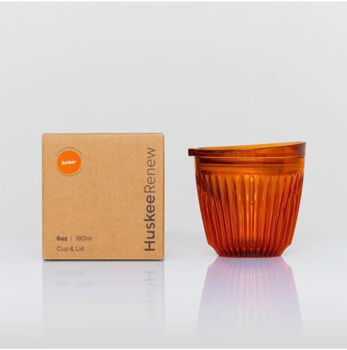 Huskee Renew Range Cup & Lid- Amber and Smoke - (6oz, 8oz, 12oz, 16oz) (Amber, 6oz Cup & Lid)