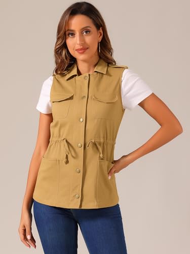 Allegra K Women's Zip Up Sleeveless Jacket Utility Anorak Outwear Cargo Vest3