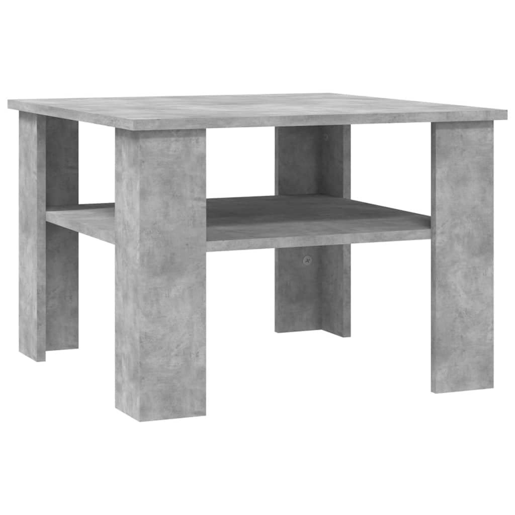 Couchtisch Betongrau 60x60x42 cm - Moderner Wohnzimmertisch aus Holzwerkstoff mit Ablagefach - Quadratischer Beistelltisch für Wohnzimmer & Lounge - Stabil & Stilvoll