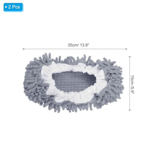 Image of MECCANIXITY Mop Slippers Washable Microfiber Floor Cleaning Shoes Cover Chenille Duster Foot Socks Tools for House Clean, Grey 2 Pack
