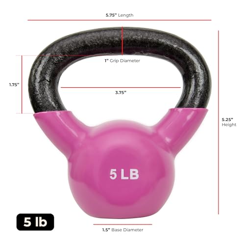 Sunny Health & Fitness Vinyl Coated Cast Iron Kettlebell 5 lb - image 7