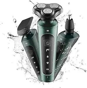 Mens Electric Shaver Razor Beard Trimmer Rotary Shaver Cordless Sideburn Trimmer Nose Trimmer Wet Dry Shaver Waterproof USB