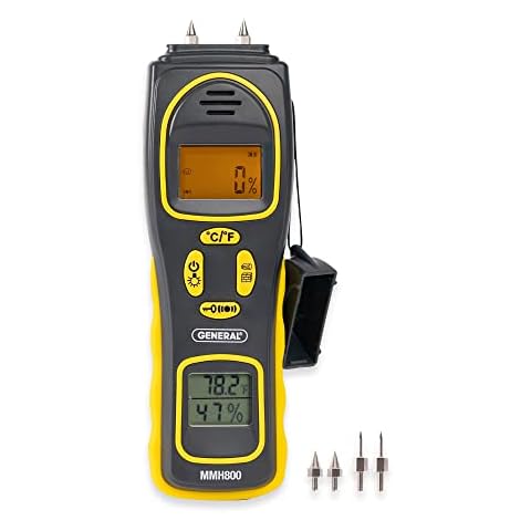 General Tools MMH800 Pin/Pinless Moisture Meter w/Temp and Humidity Cover