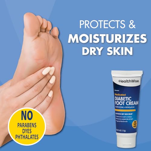 HealthWise Medicated Diabetic Foot Cream | Dimethicone + Petrolatum | Protects and Seals | Relieves Dry Heals | Paraben-Free | Odor-Free | 4.0 oz. - Image 3