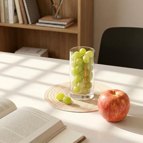 7 Inch Round Braided Placemats Set, 6PCS Woven Placemats, Beige Coffee Mat, Washable Heat Resistant Cotton Polyester Circle Placemat, Table Mats for Home, Wedding, Party, Kitchen and Dinner - Image 6