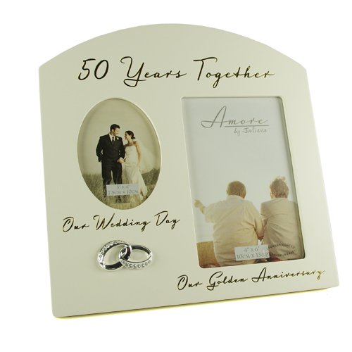 Ukgiftstoreonline Gold** Golden 50Th Wedding Anniversary Multi Photo Picture Frame Keepsake