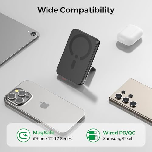 EISSIX For Magsafe Power Bank, 12000mAh Portable Charger, 22.5W Fast Charging Battery Pack with USB-C Input & Output, Magnetic Power Bank with LED Display for iPhone 17/16/15/14/13/12 Series - Image 5